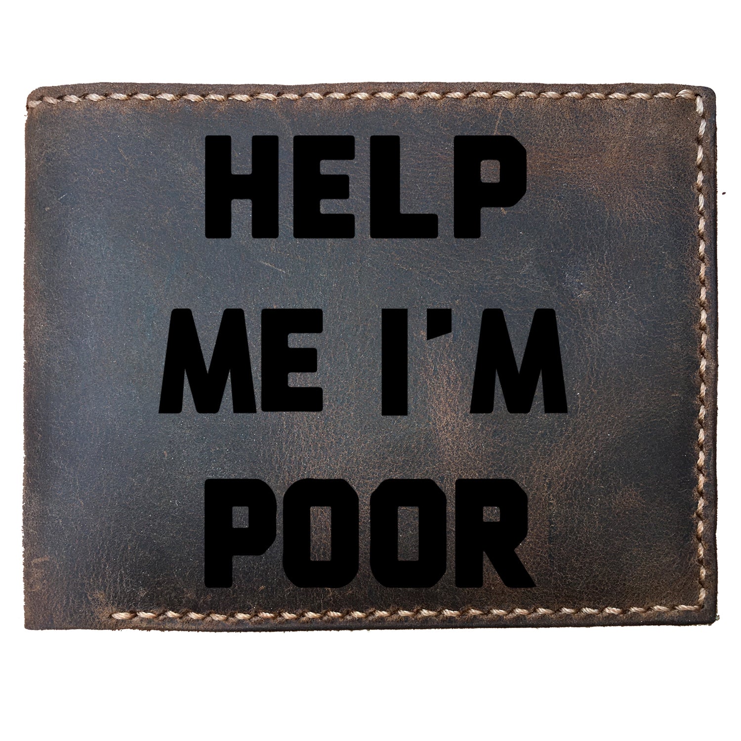 Funny Skitongifts Custom Laser Engraved Bifold Leather Wallet For Men,