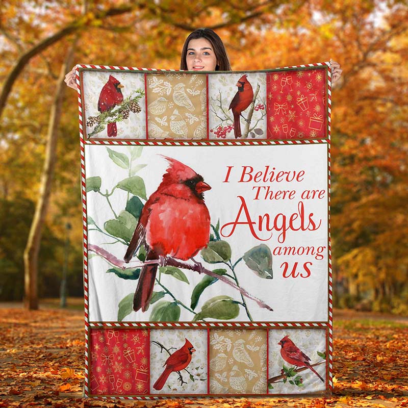 Skitongift Blanket For Sofa Throws Bed Throws Blanket Cardinal Bird I Believe There are Angels TT2204