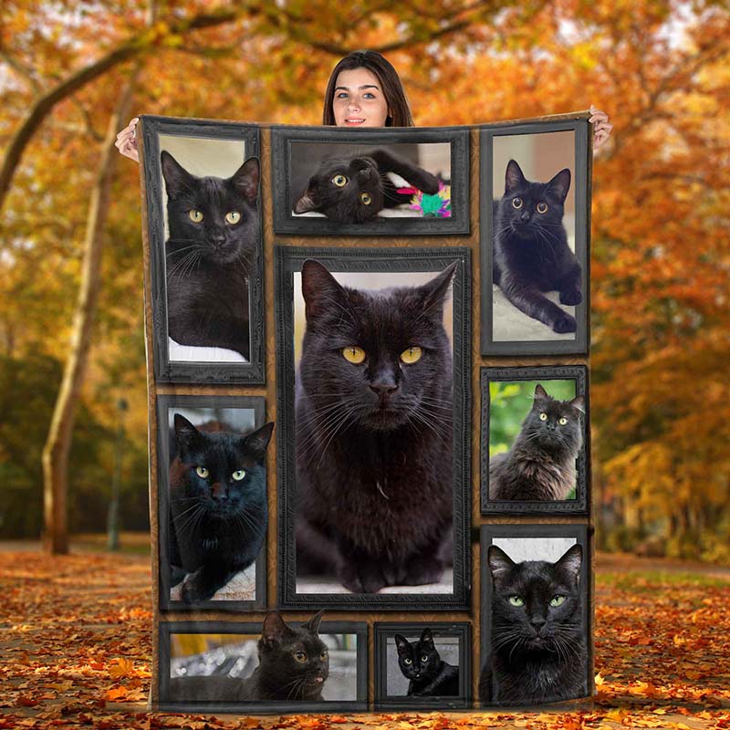 Black cat sales fleece blanket