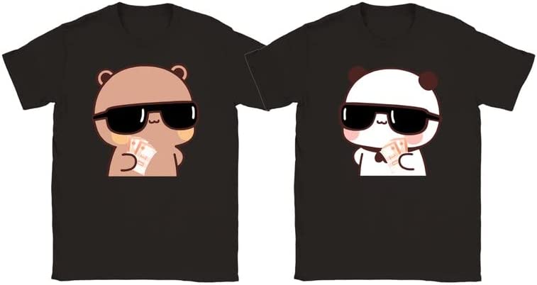 Kawaii Panda Bear Bubu Dudu Earning Money Together Couple (add 2 into Your cart) Funny Shirt,Gifts for Him, Gifts for Her, Gifts for Dad Mom, Hoodie, Long Short Sleeve Tee, Sweater Black