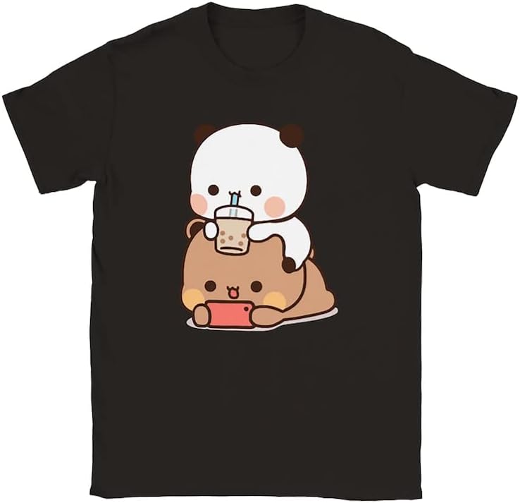 Kawaii Cute Panda Bear T Shirt Bubu Watches Dudu While He Plays Games Funny Shirt,Gifts for Him, Gifts for Her, Gifts for Dad Mom, Hoodie, Long Short Sleeve Tee, Sweater Black