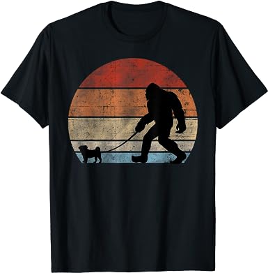 Skitongifts Bigfoot Walking Pug, Funny Pug, Pug Lover, Funny Bigfoot T-Shirt