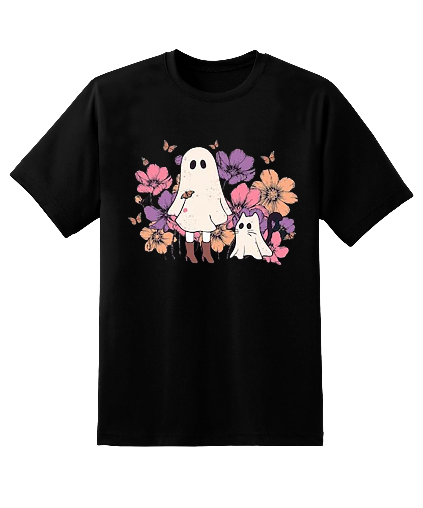 Skitongift Ghost Cat Halloween Shirt,Halloween Cat T-Shirt,Cat Pumpkin Shirt,Fall T-Shirt,Black Cat Shirt,Cat Lover Gift,Witch Cat Tee