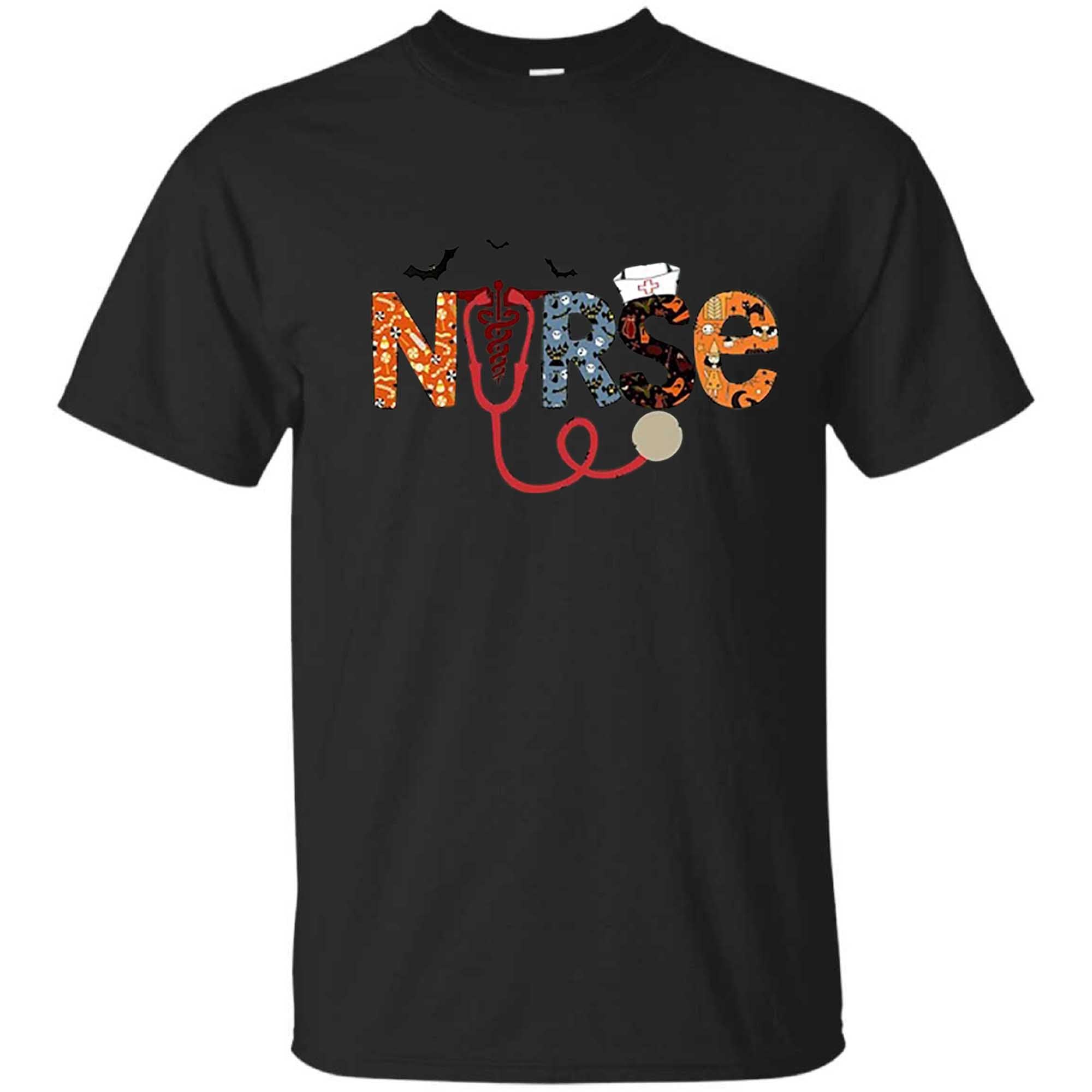 Skitongift Halloween Nurse T-Shirt,Spooky Nurse T-Shirt,Nurse Halloween T-Shirt,Cute Nurse Shirt,Nurse Halloween Gifts,Halloween Party Shirt Ver2