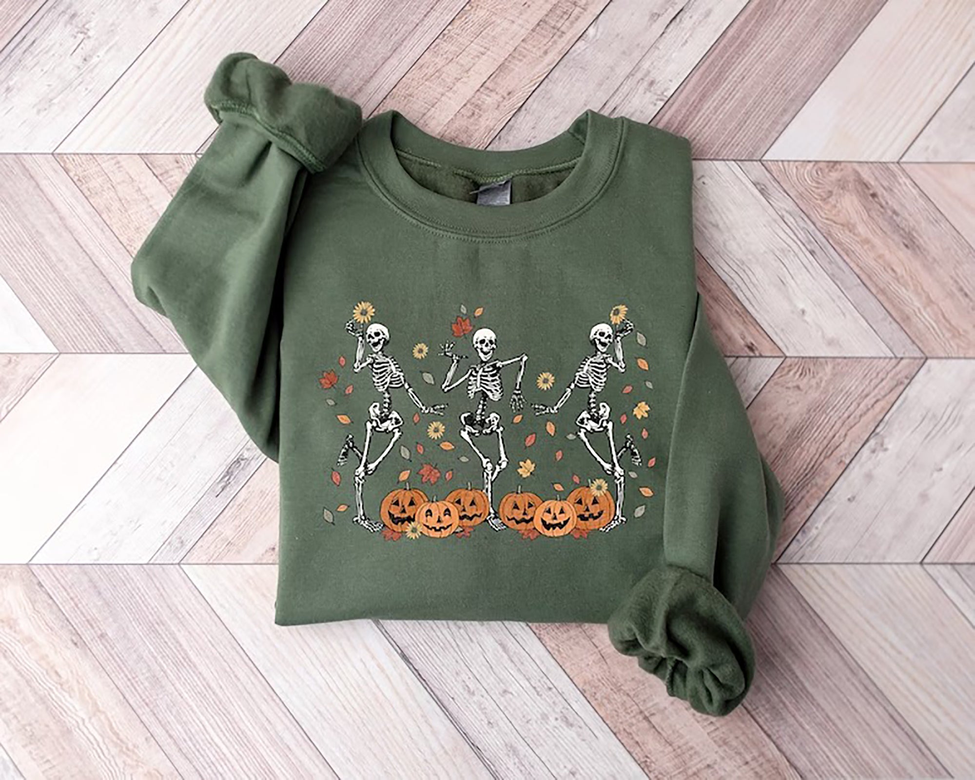 Skitongift Pumpkin Fall Yoga T-Shirt For Women,Autumn Tee,Retro Funny Skeleton Namaste Halloween Shirt