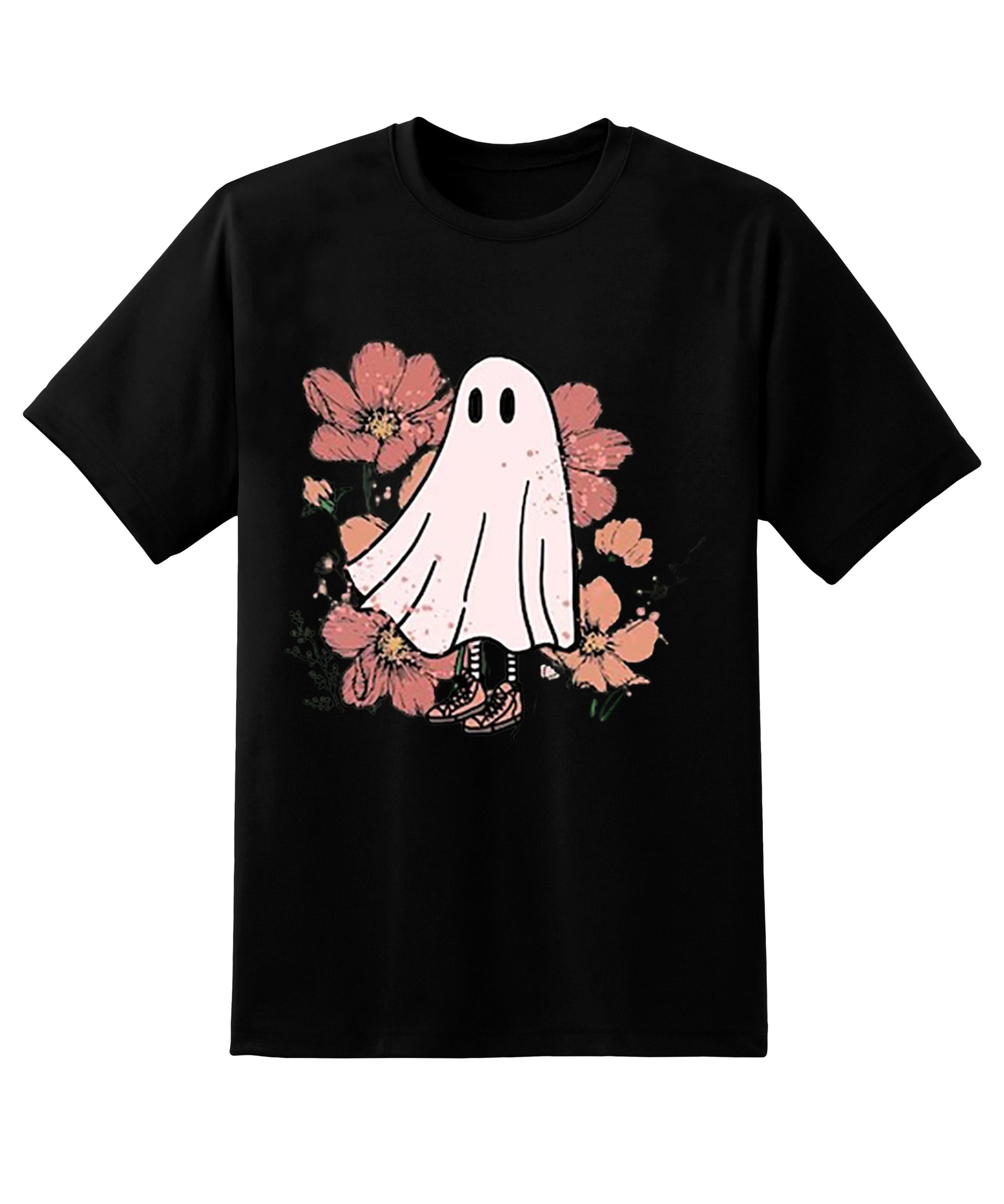 Skitongift Retro Halloween T-Shirt,Vintage Floral Ghost Halloween Shirt,Retro Fall Shirt,Vintage Ghost Shirt,Happy Halloween Shirt,Fall Tee