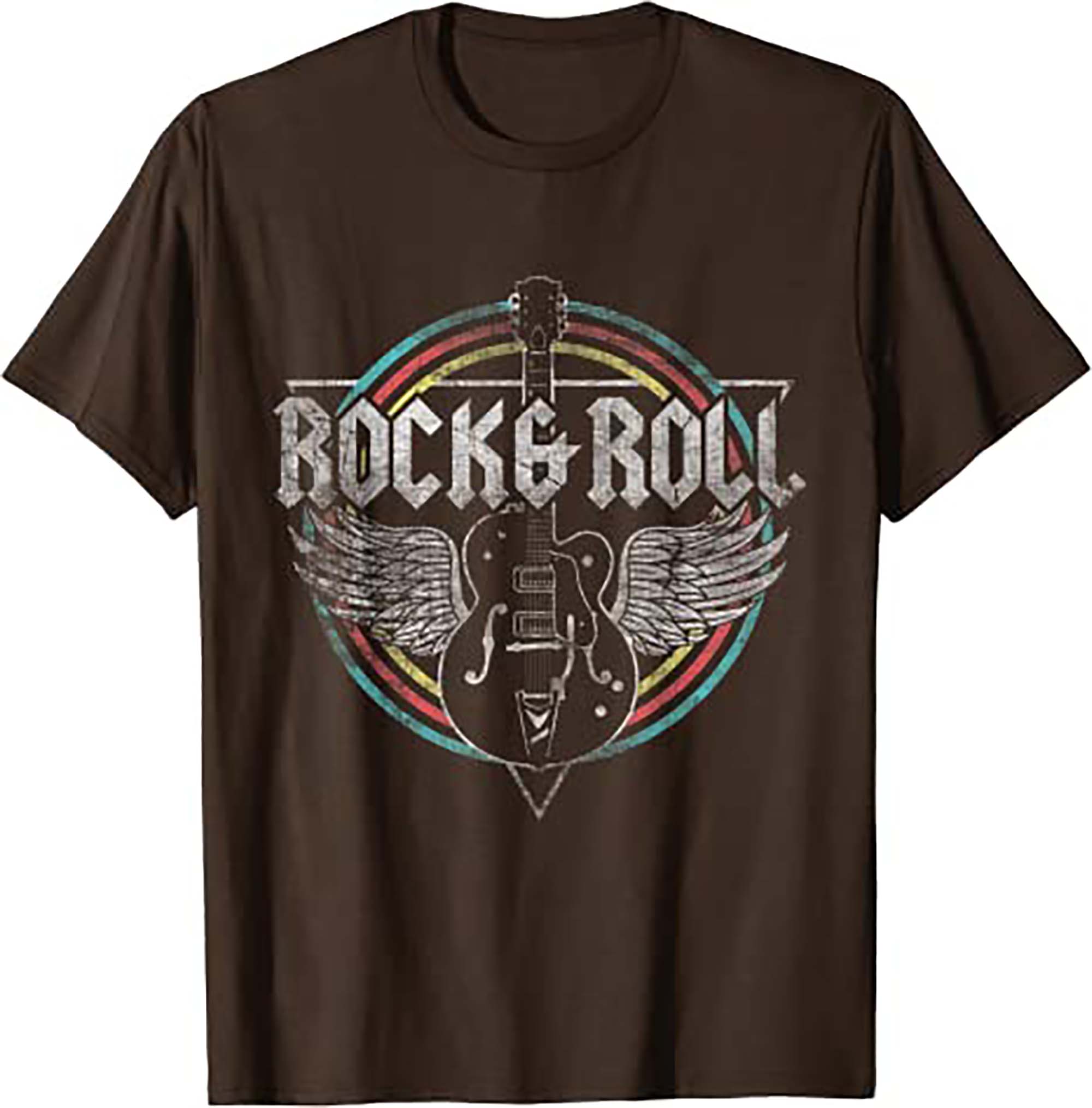 Rock Roll Guitar Wings Music T-Shirt-Black