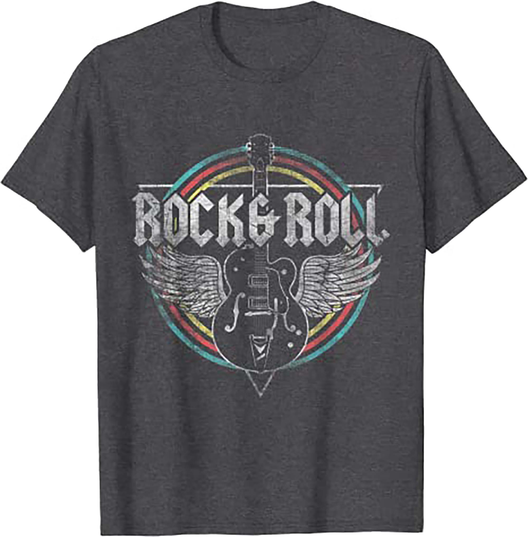 Rock Roll Guitar Wings Music T-Shirt-Black