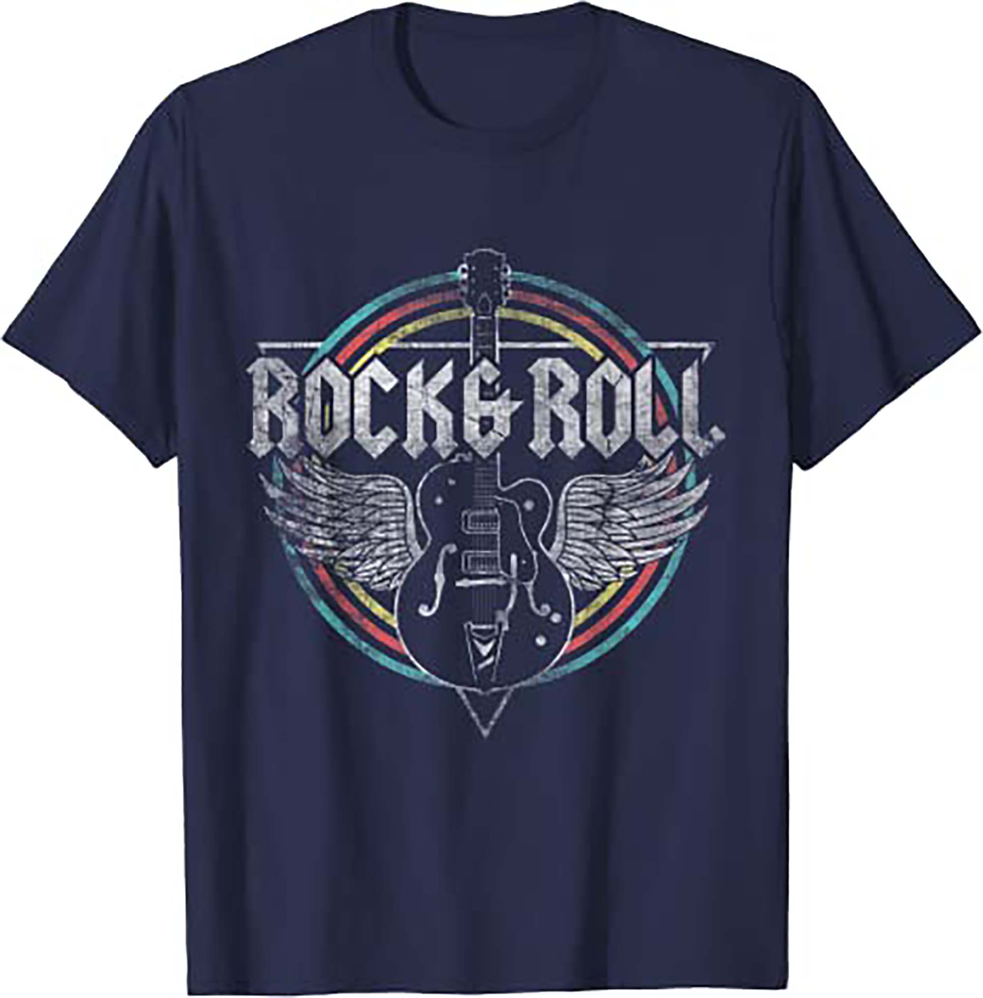 Rock Roll Guitar Wings Music T-Shirt-Black