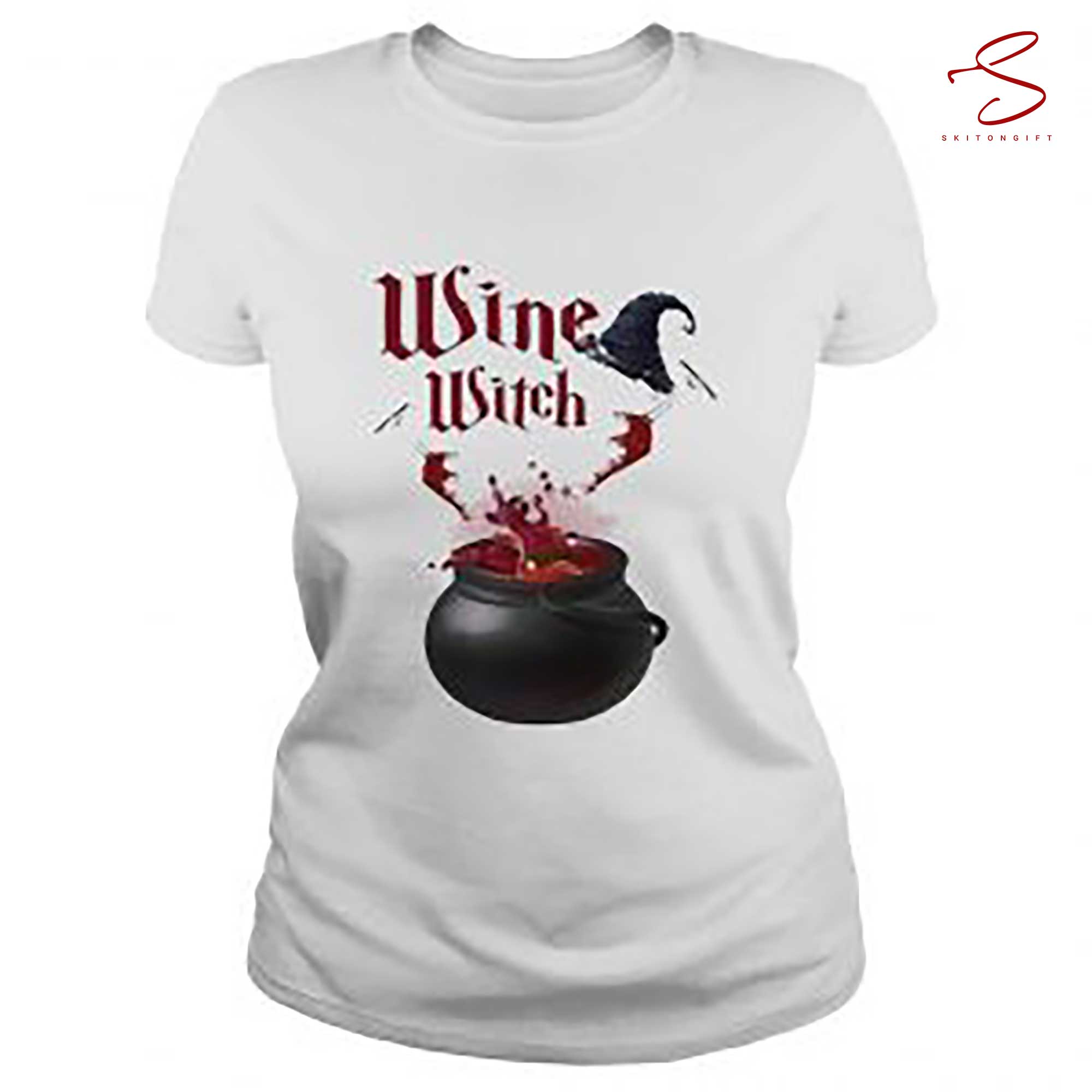 Skitongift Wine Witch Halloween T Shirt Funny Shirt, gifts for Dad Mom,Gifts for Him, Her, Gifts for Dad Mom