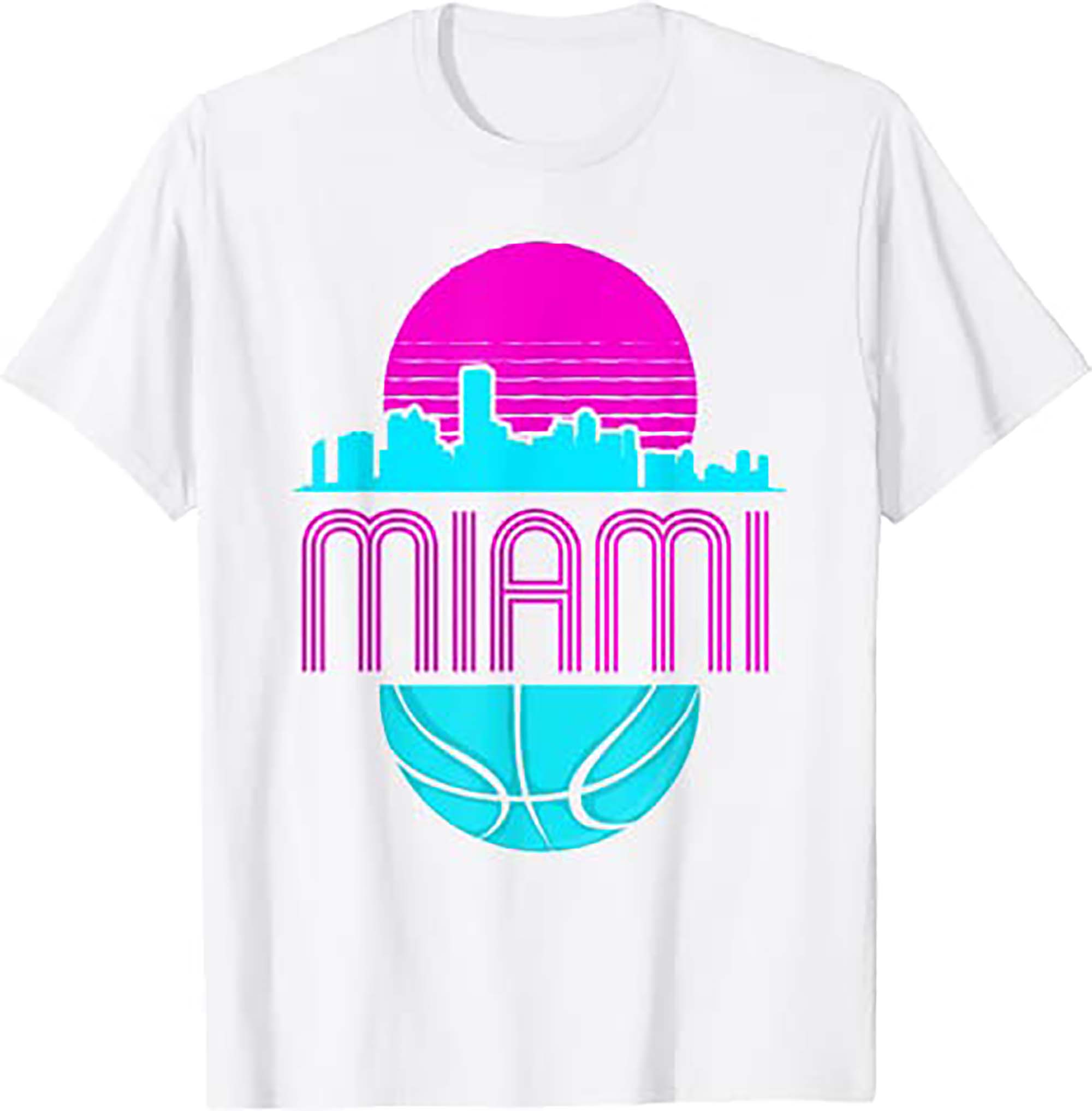 Vintage Miami Florida Cityscape Retro Basketball T-Shirt