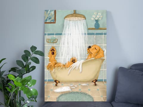 Skitongifts Poster No Frame, Golden Retriever Dog Bath Soap Wash Your Paws Funny Bathroom Quote, Wall Art, Home Decor