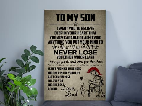 Skitongifts Poster No Frame, To My Son Picture You Never Lose Spartan Warrios For Son From Dad, Wall Art Decor