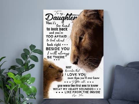 Skitongifts Poster No Frame, Mom To My Daughter Lioness When It's Too Hard To Look Back, Wall Art Decor