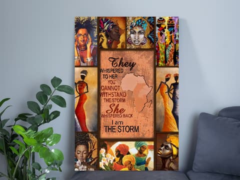 Skitongifts Poster No Frame, Black Queen African American Girl I Am The Storm Melanin, Wall Art Decor