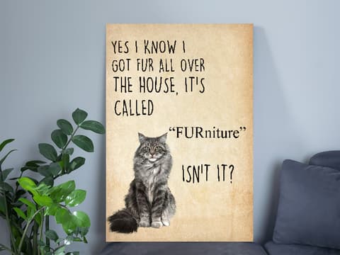 Skitongifts Poster No Frame, I Got Fur All Over The House Its Called Furniture Funny Cat Quote Slogan, Wall Art, Home Decor