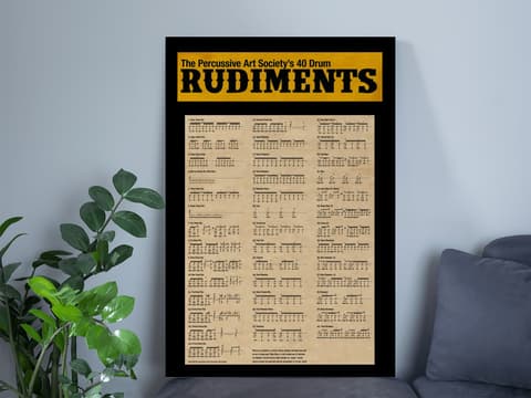 Skitongifts Poster No Frame, The Percussive Art Society's 40 Drum Rudiments, Wall Art Decor