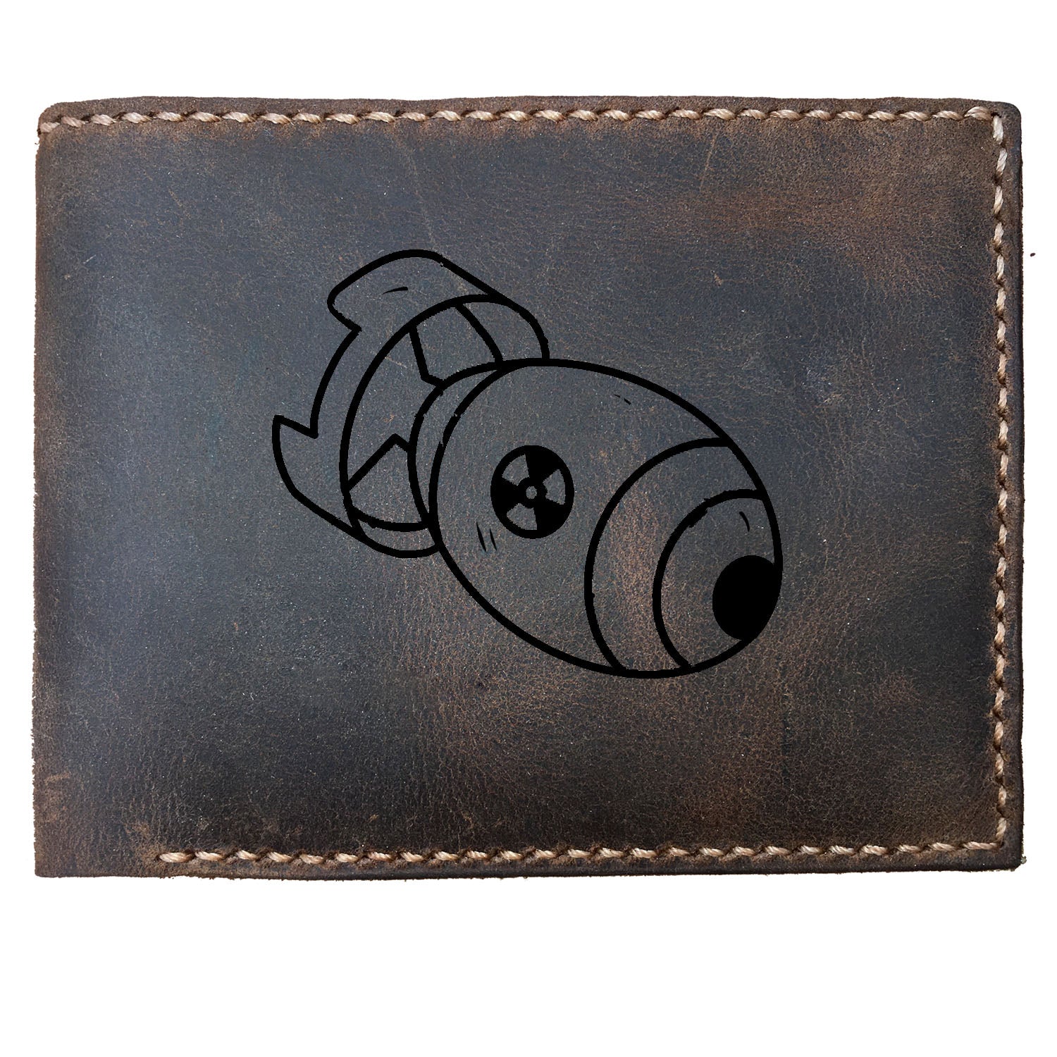 Minikute Symbol Funny Skitongifts Custom Laser Engraved Bifold Leather Wallet Vintage
