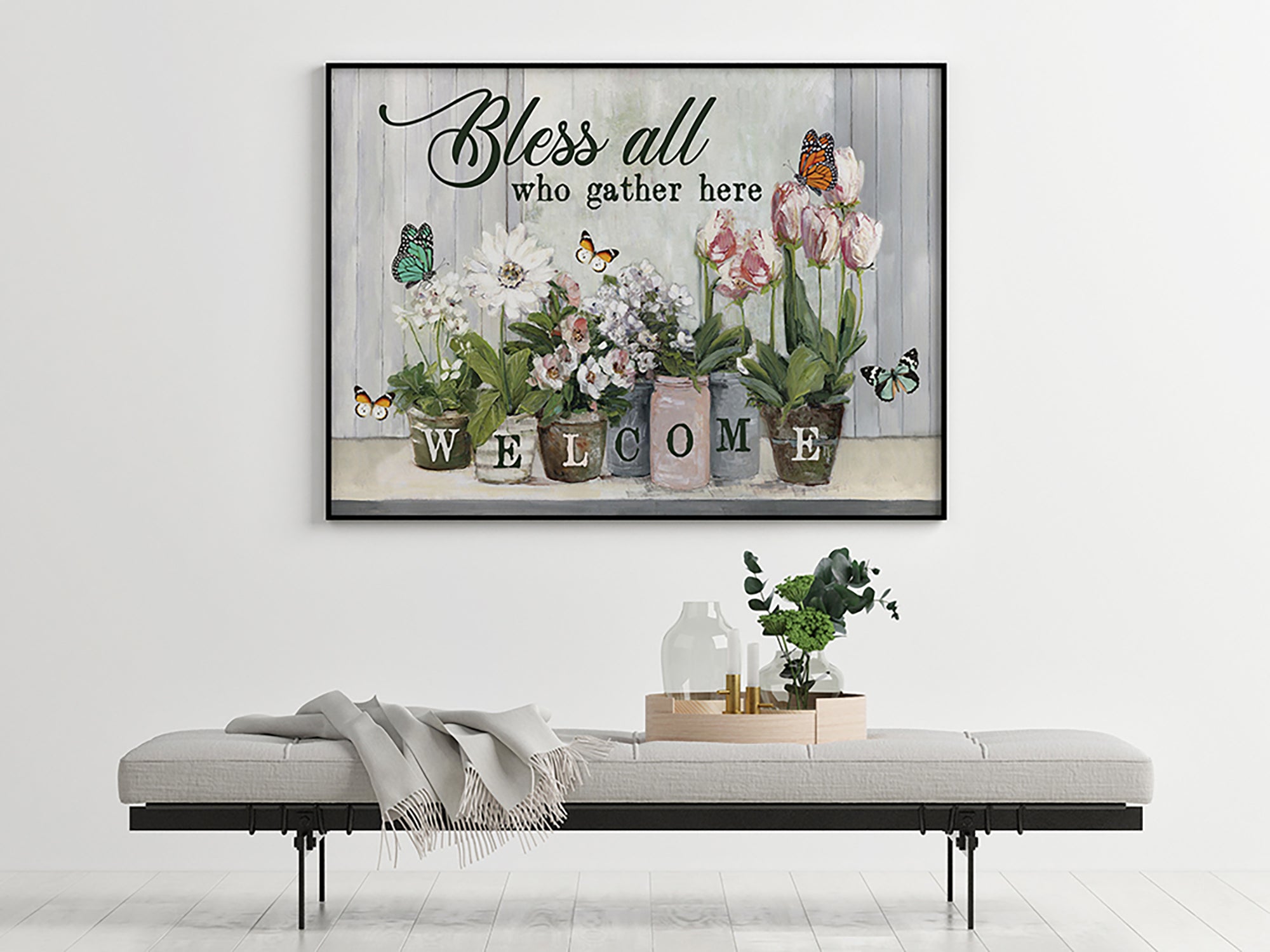 Beautiful Butterfly And Flower Poster Bless All Who Gather Here