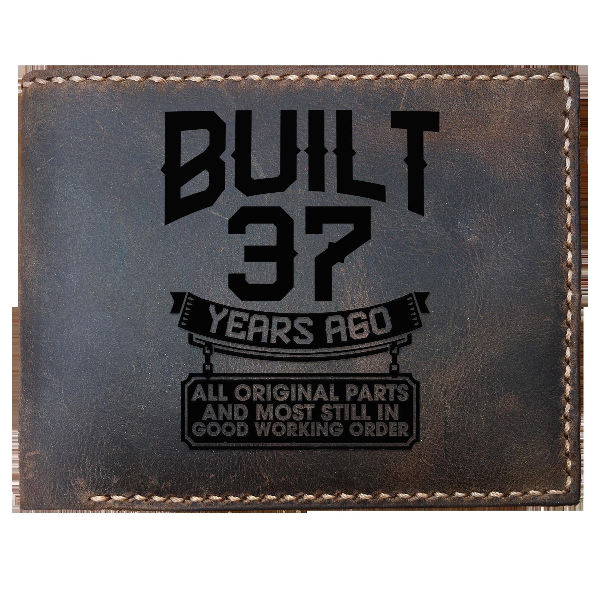 Funny Skitongifts Custom Laser Engraved Bifold Leather Wallet Vintage, Minimalist Wallet 37th Birthday For Father, Grandpa, Brother, Friend, Men