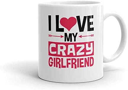 Skitongifts Coffee Mug Funny Ceramic Novelty I Love My Crazy Girlfriend Valentine's Day