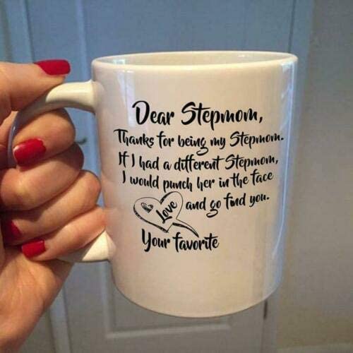 Skitongifts Coffee Mug Funny Ceramic Novelty Dear Stepmom Thanks For Being My Stepmom Mother's Day