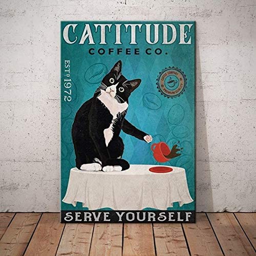 Catitude Coffee Co Serve Yourself Funny Cat