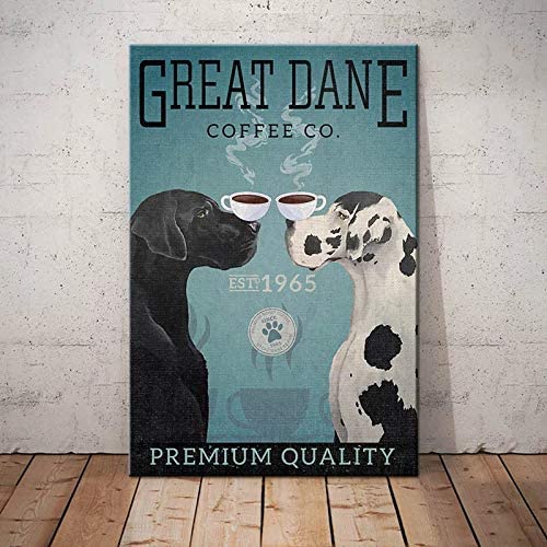 Great Dane Coffee Co Black Great Dane And Dalmatian Est 1965 Art