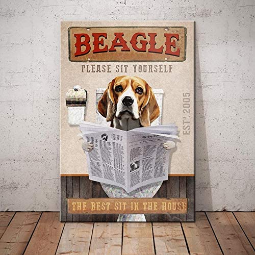 Bathroom Company Beagle Dog Please Sit Yourself