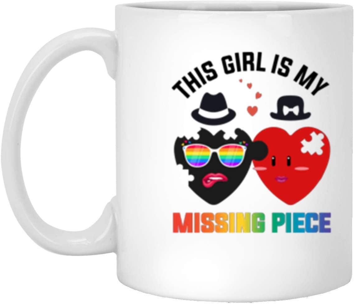 Skitongifts Coffee Mug Funny Ceramic Novelty Lgbt This Girl Is My Missing Piece Heart Valentine's Gift