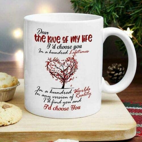 Skitongifts Coffee Mug Funny Ceramic Novelty Tree Of Love Dear The Love Of My Life Valentine's Day Gift