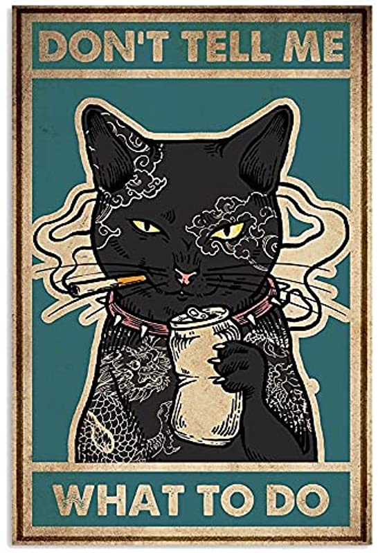 Tattoo Cat Don't Tell Me What to Do Vintage, Smoking Tattoo Black Cat, for Pet Decor