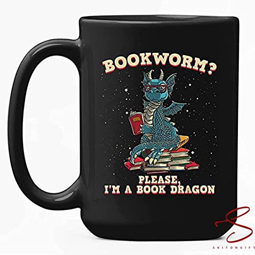 Bookworm Mug Skitongift- Please I'm A Book Dragon Mug - Dragon Read Book Mug - Book Reader Mug - Gift for Dragon Lover, Bookaholic, Book Store