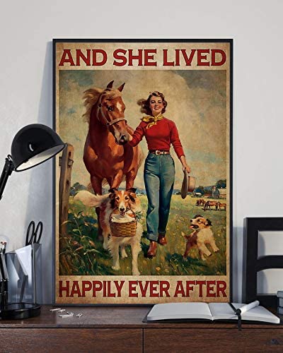 Girl With Horse & Dog And She Lived Happily Ever After White Portrait 1208