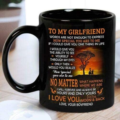 Skitongifts Coffee Mug Funny Ceramic Novelty To My Girlfriend I Love You To The Moon & Back