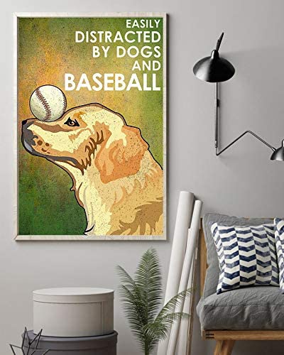 Easily Distracted By Dogs Golden And Baseball 1208