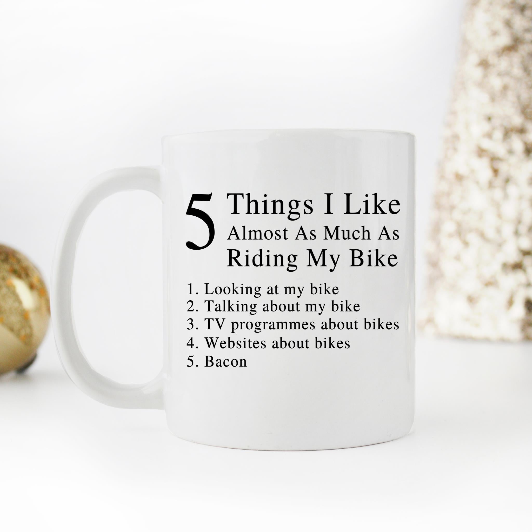 Skitongifts Funny Ceramic Novelty Coffee Mug 5 Things I Like Almost As Much As Riding My Bike hsRBz7u