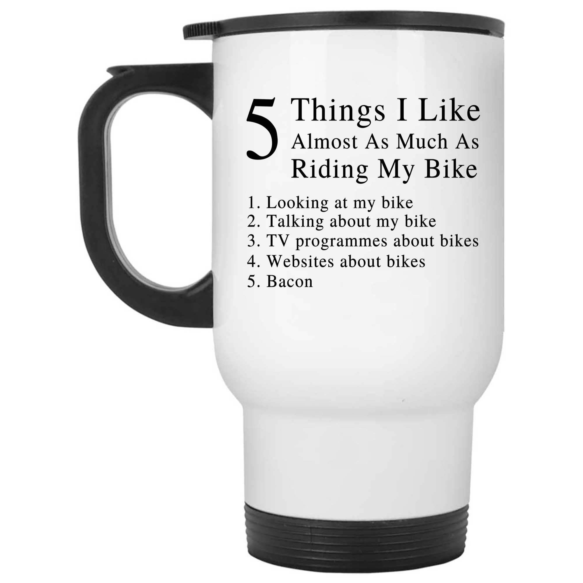 Skitongifts Funny Ceramic Novelty Coffee Mug 5 Things I Like Almost As Much As Riding My Bike hsRBz7u