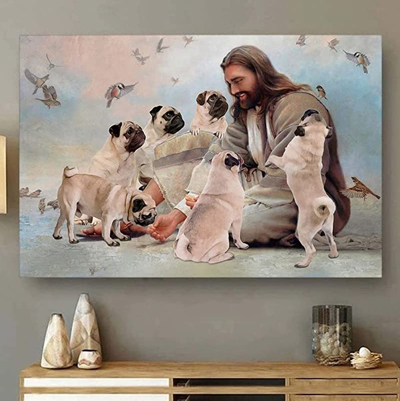 God Surrounded by Pug Angels Pug Christian Dog Owner Decor