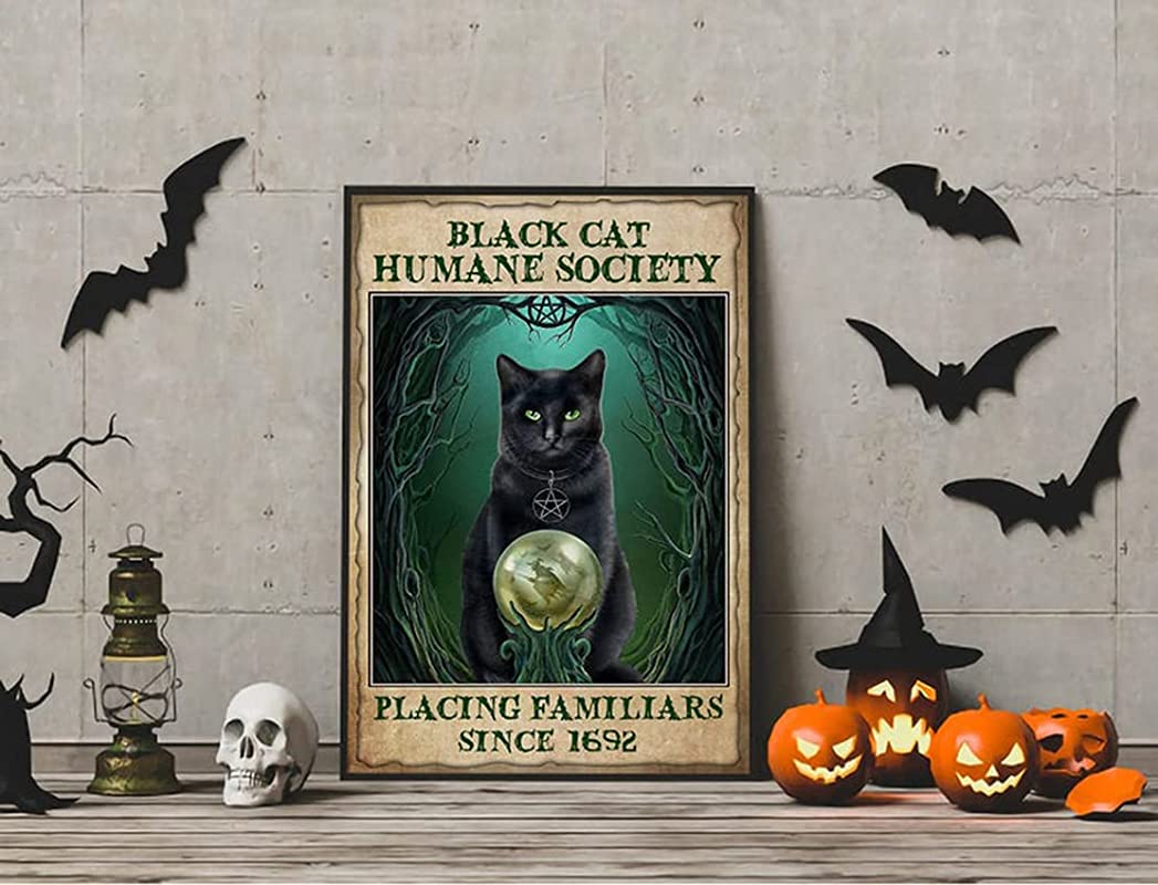 Black Cat Humane Society Placing Familiar 1692 Halloween, Salem Black Cat Halloween Art