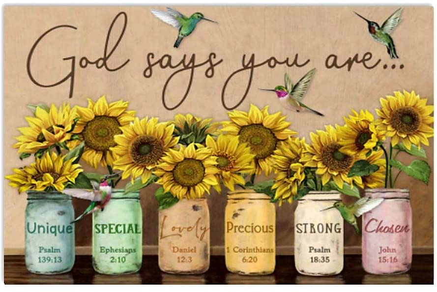 God Says You Are Unique Special Lovely Precious Sunflower Hummingbirds 1208