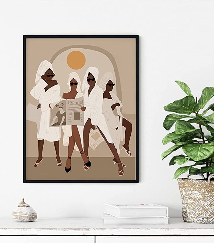 Modern Black Women, Black Women, Boho Woman Art Female Illustration Boho Style