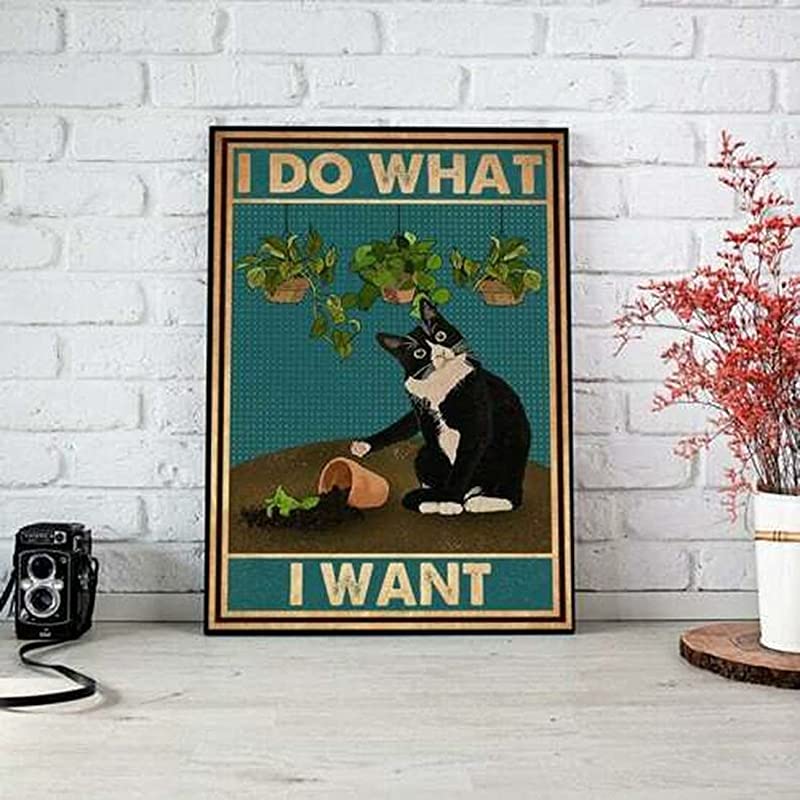 Tuxedo Cat Gardening, I Do What I Want, Gardener, Tuxedo Cat Vintage Cat