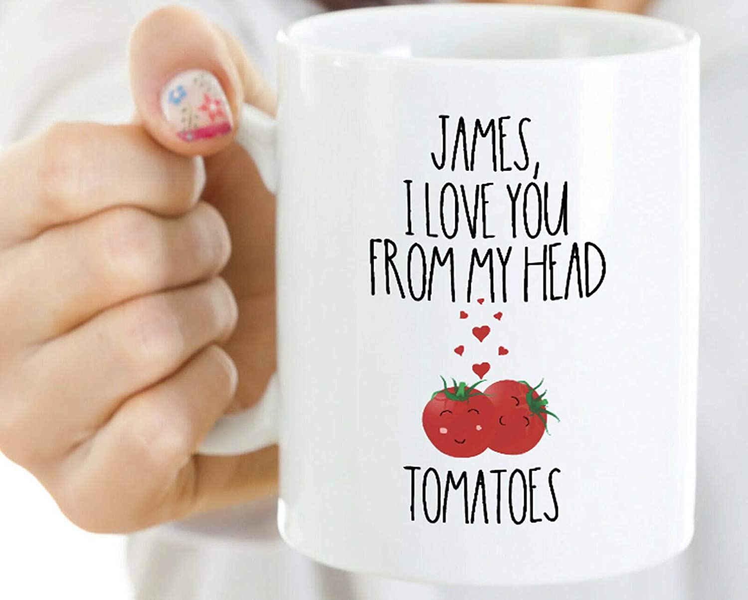 Skitongifts Coffee Mug Funny Ceramic Novelty Valentines Mug I Love You From My Head Tomatoes Mug 11Oz Mug