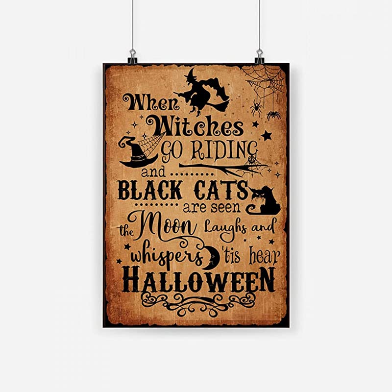 When Witches go Riding and Black Cats are Seen, Funny Halloween Witches Black Hat and Cats