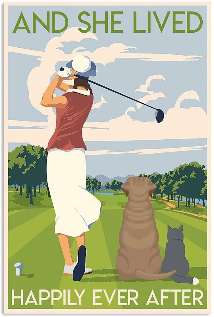 Dog And Cat Golf Course Girl Lived Happily