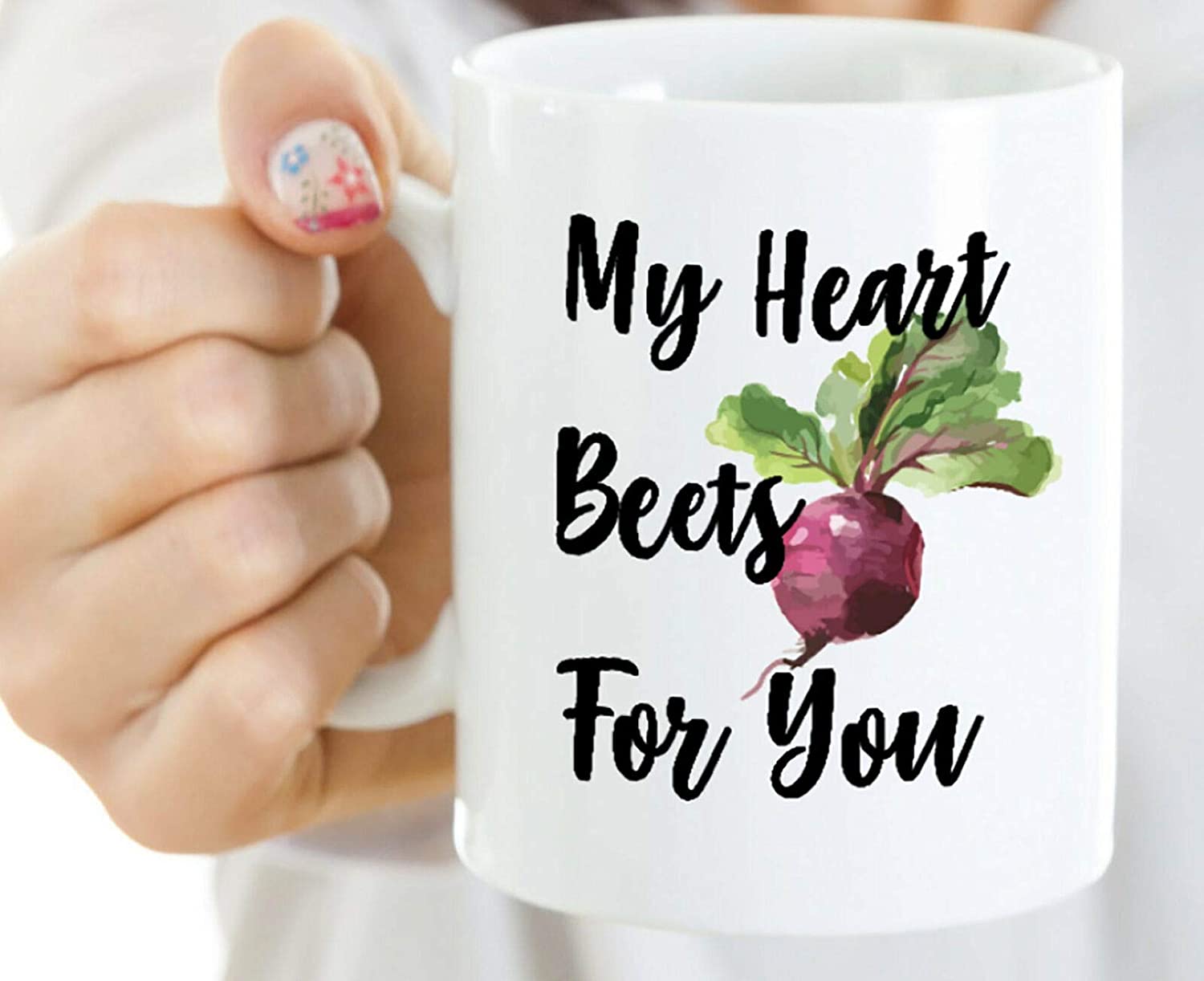 Skitongifts Coffee Mug Funny Ceramic Novelty My Heart Beets For You Mug Beet Mug Funny Mug Coffee Mug Valentine's Day Gift