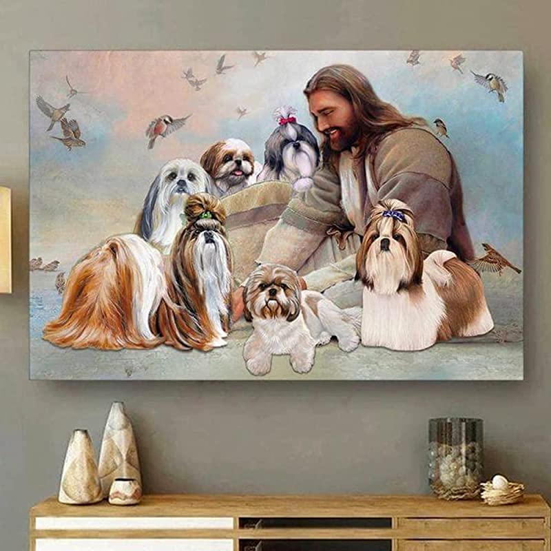 God Surrounded by Shih Tzu Jesus Christ Shih Tzu Christian Decor