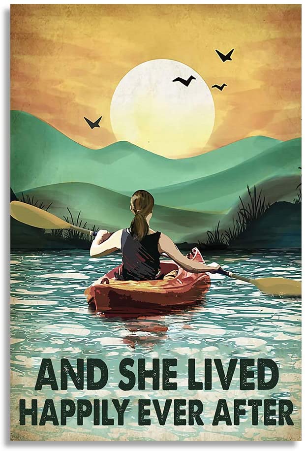 She Lived Happily Ever After Rowing Crewing Girl Sunset Dawn Hot Summer Vibe Vintage Retro