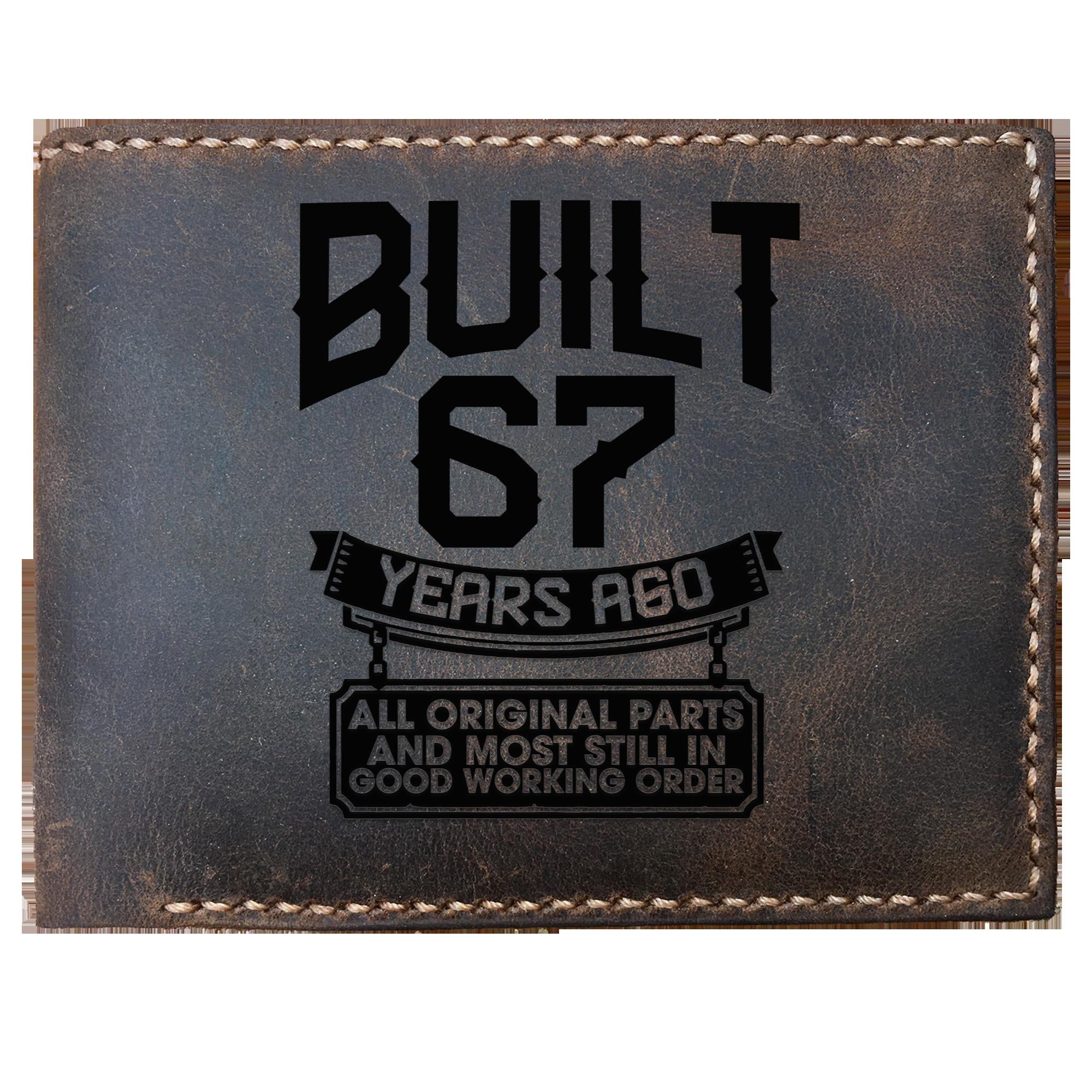 Funny Skitongifts Custom Laser Engraved Bifold Leather Wallet Vintage, Minimalist Wallet 67th Birthday For Father, Grandpa, Brother, Friend, Men